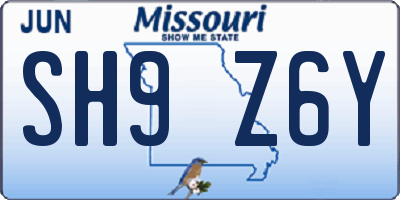 MO license plate SH9Z6Y