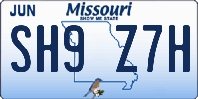 MO license plate SH9Z7H