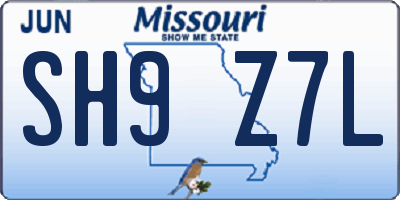 MO license plate SH9Z7L