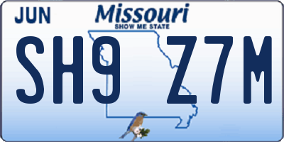 MO license plate SH9Z7M