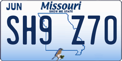 MO license plate SH9Z7O