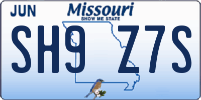 MO license plate SH9Z7S