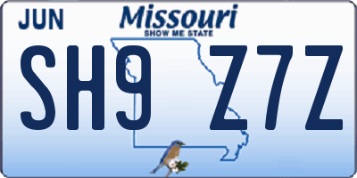 MO license plate SH9Z7Z