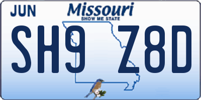 MO license plate SH9Z8D