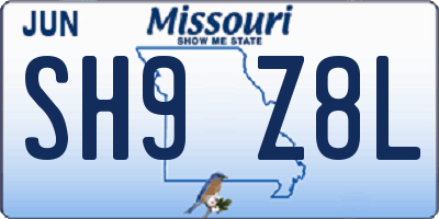 MO license plate SH9Z8L