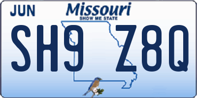 MO license plate SH9Z8Q