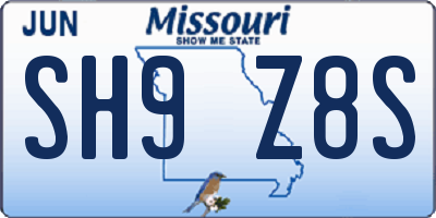 MO license plate SH9Z8S