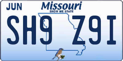 MO license plate SH9Z9I