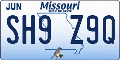 MO license plate SH9Z9Q