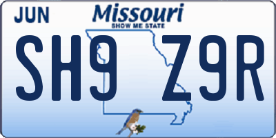 MO license plate SH9Z9R