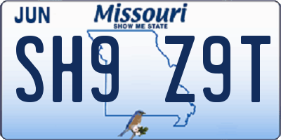 MO license plate SH9Z9T