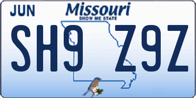 MO license plate SH9Z9Z
