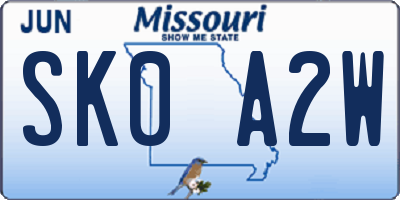 MO license plate SK0A2W