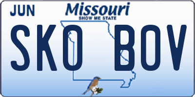 MO license plate SK0B0V