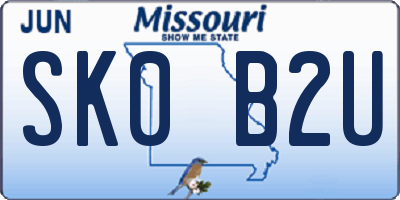 MO license plate SK0B2U