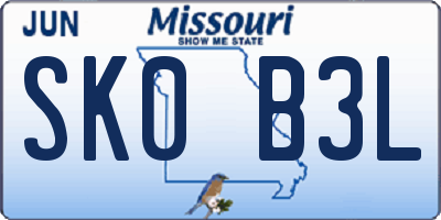 MO license plate SK0B3L