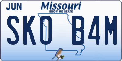 MO license plate SK0B4M