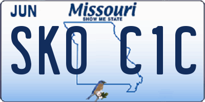MO license plate SK0C1C