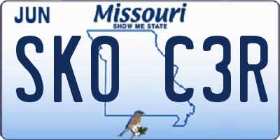 MO license plate SK0C3R