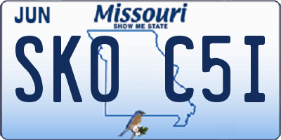 MO license plate SK0C5I