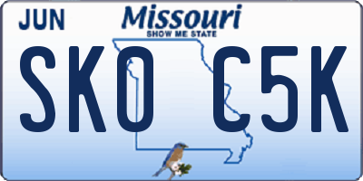 MO license plate SK0C5K