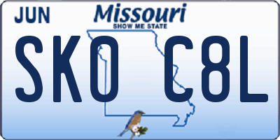 MO license plate SK0C8L