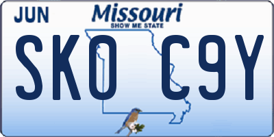 MO license plate SK0C9Y