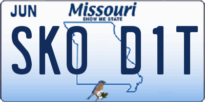 MO license plate SK0D1T