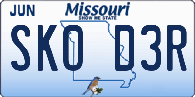 MO license plate SK0D3R
