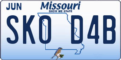 MO license plate SK0D4B