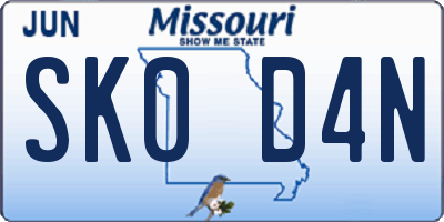 MO license plate SK0D4N