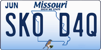 MO license plate SK0D4Q
