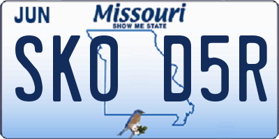 MO license plate SK0D5R