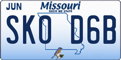 MO license plate SK0D6B