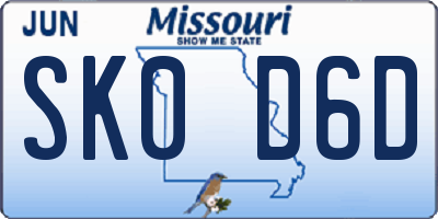 MO license plate SK0D6D
