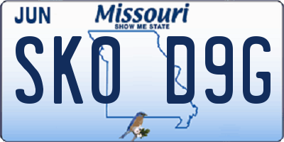 MO license plate SK0D9G