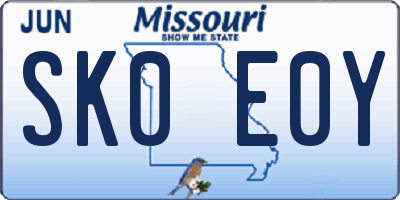 MO license plate SK0E0Y