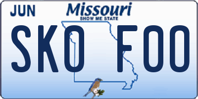 MO license plate SK0F0O