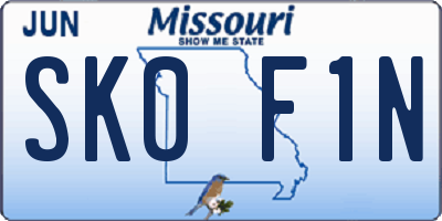 MO license plate SK0F1N