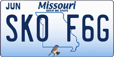 MO license plate SK0F6G