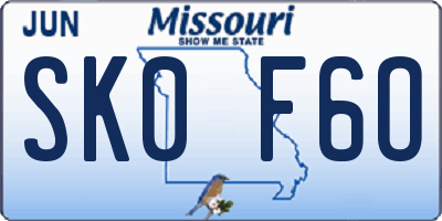 MO license plate SK0F6O