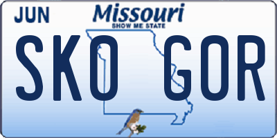 MO license plate SK0G0R