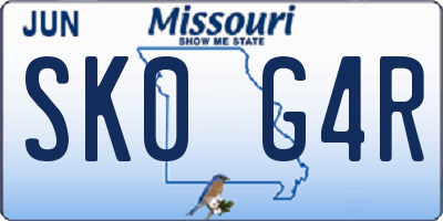 MO license plate SK0G4R