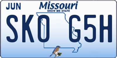 MO license plate SK0G5H