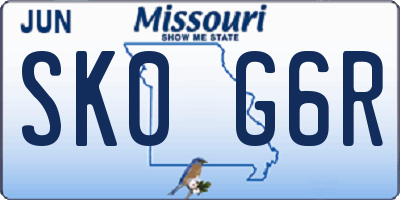 MO license plate SK0G6R