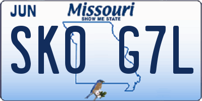 MO license plate SK0G7L