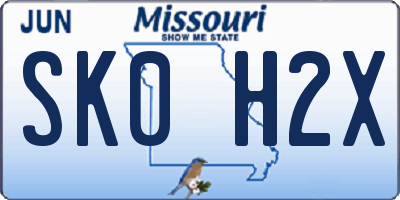 MO license plate SK0H2X