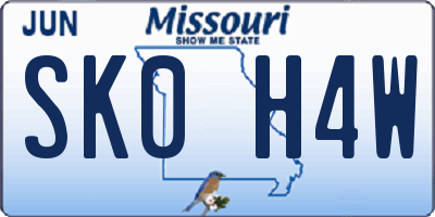 MO license plate SK0H4W