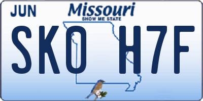MO license plate SK0H7F