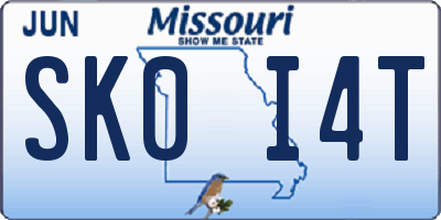 MO license plate SK0I4T